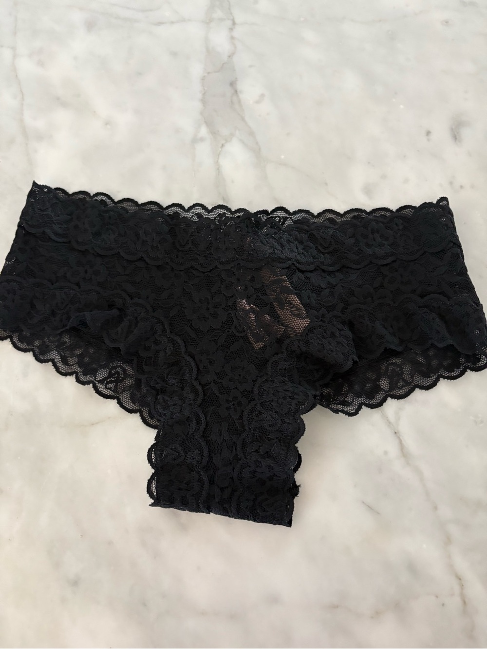 Victoria's Secret Black Lace Boyshorts with Pink Tag